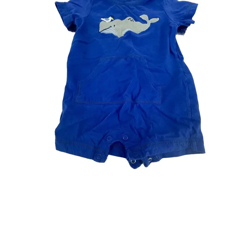 Carter's Boys Blue Whale Graphic Short Sleeve One-Piece Size 12 Months